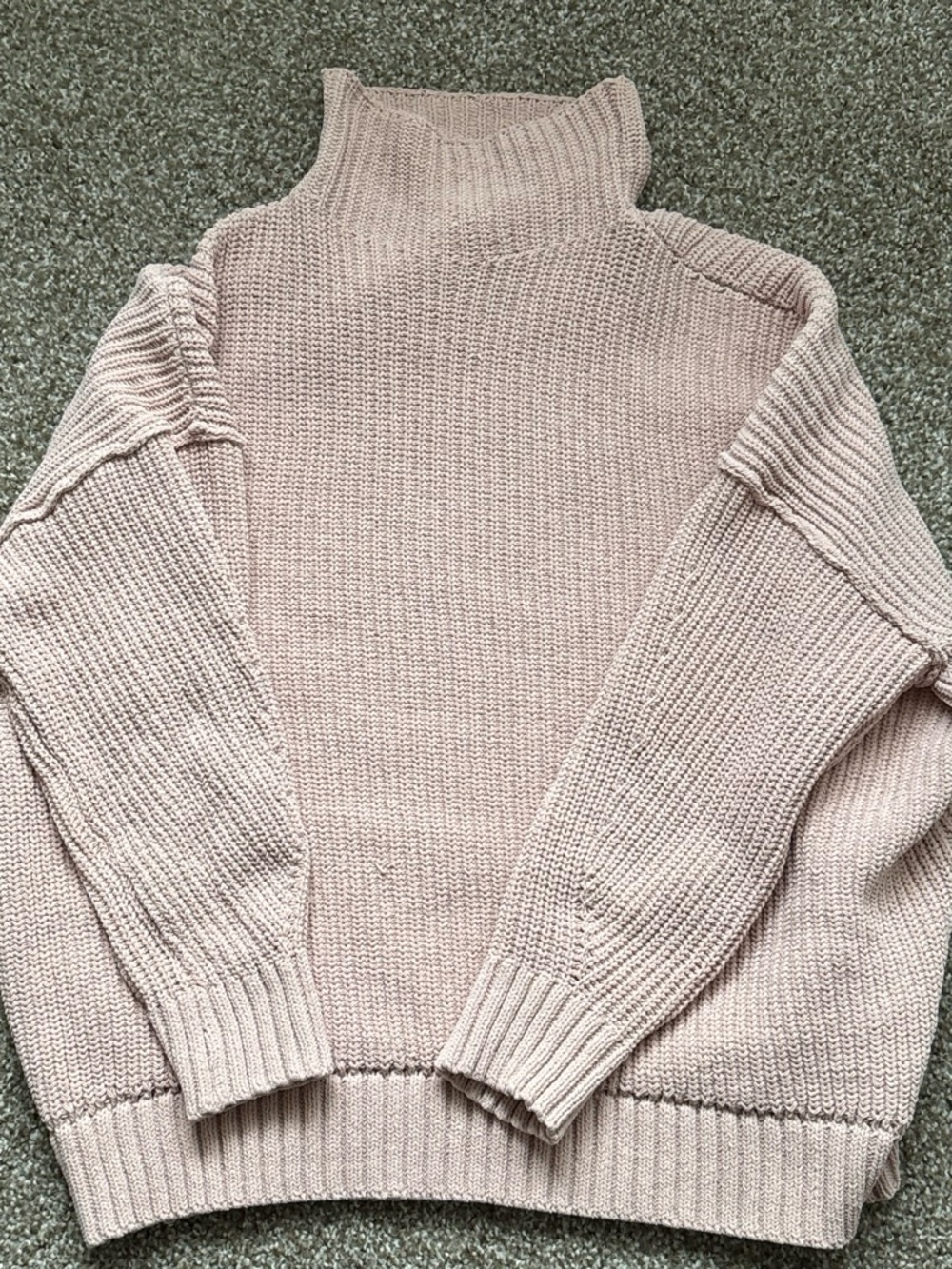 Aerie Womens Blush Pink Mock Neck Knit Sweater